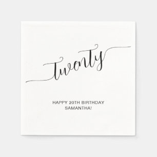 Elegant Handgeschreven Script Twintigste Verjaarda Servet
