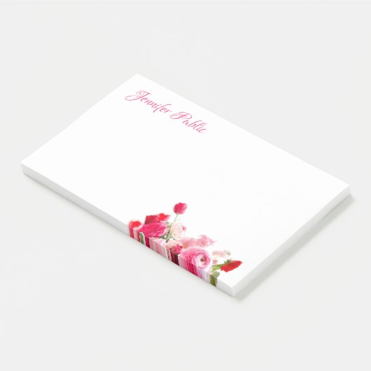 Elegant Handgeschreven Script Waterverf Rozen Flor Post-it® Notes (Schuin)