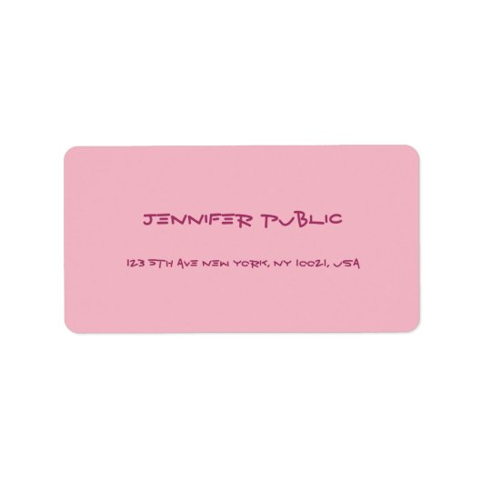 Elegant handgeschreven tekst roze moderne vorm etiket (Voorkant)
