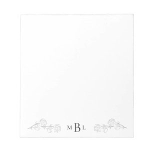 Elegant handgetekend Jasmine Monogram Notitieblok