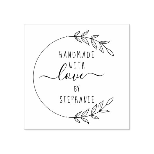 Elegant handgetekende aangepaste naam Handgemaakt  Rubberstempel (Afrduk)