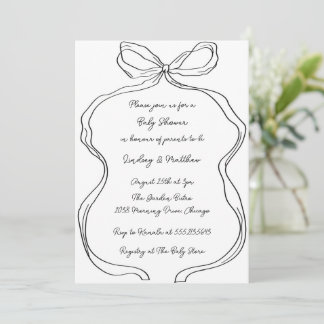 Elegant handgetekende Wavy Bow Baby shower Kaart