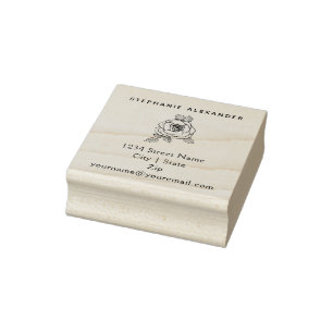 Elegant handgetrokken roos, aangepast 	rubberstempel