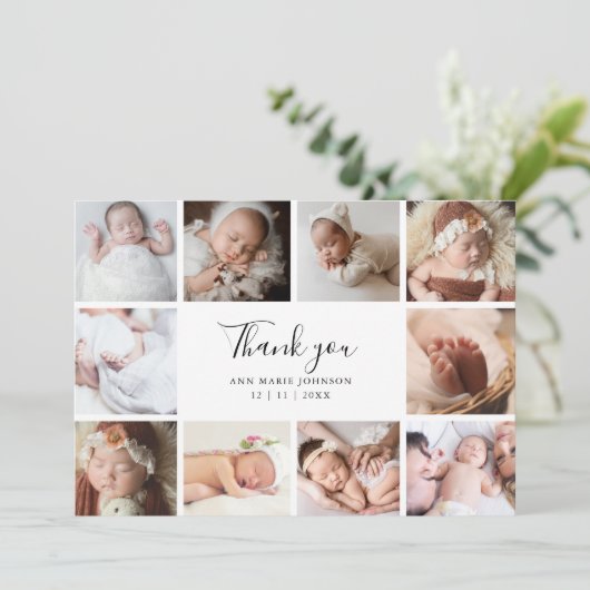 Elegant Handlettering Chic Foto Baby shower Bedankkaart (Staand voorkant)