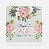 Elegant Handpainted Floral 60th Birthday Party Servet (Voorkant)