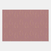 Elegant Handrawn Pattern Gold Marsala Inpakpapier Vel (Voorkant 3)