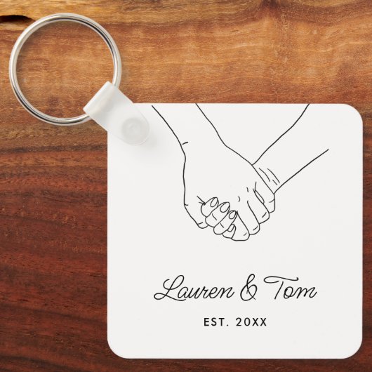 Elegant Hands Illustration Valentijnsdag Script Sleutelhanger (Voorkant)