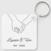 Elegant Hands Illustration Valentijnsdag Script Sleutelhanger (Achterkant)