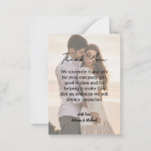 elegant handschrift bruiloft 2 foto's bedankt notitiekaartje (Achterkant)