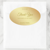 Elegant handschrift dank u tekst gouden Sjabloon Ovale Sticker (Tas)