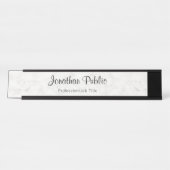 Elegant Handschrift Naam script witte marmer Bureau Naambordje (Voorkant)