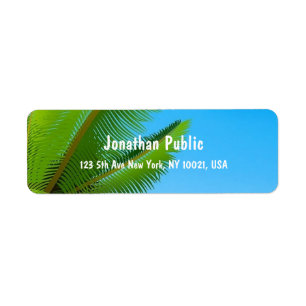 Elegant handschrift Sjabloon Palm Leaves Blue Sky Etiket