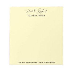 Elegant handschrift van het bureau van Bleek geel Notitieblok