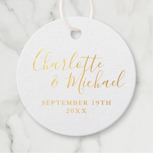 Elegant handtekening script goud bedankjes labels (Voorkant)