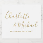 Elegant Handtekening Script Gouden Bruiloft Sparkling Wijnetiket (Enkel label)
