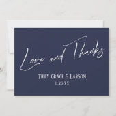Elegant Handwriting Love and Bedankt Navy Blue (Voorkant)