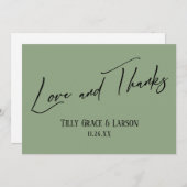 Elegant Handwriting Love and Bedankt Sage Green (Voorkant / Achterkant)