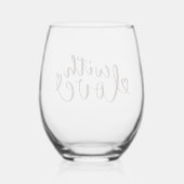 Elegant Handwritten With Love Script Wijnglas Zonder Voet (Achterkant)