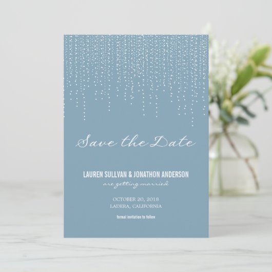 Elegant hangende lichten sparen de Datum Save The Date (Staand voorkant)