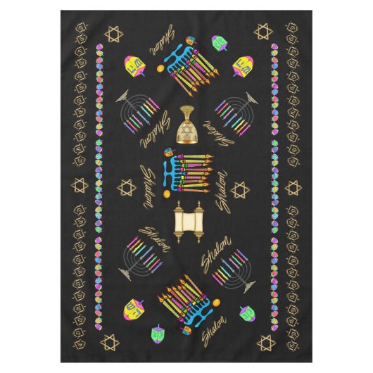 Elegant Hanukkah Chanukah Tablecover Tablecloth Tafelkleed (Voorkant)