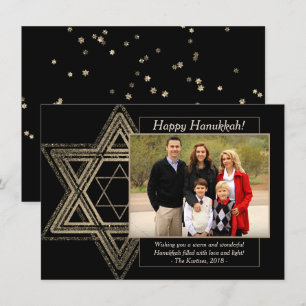 Elegant Hanukkah Gold Modern Star van David Foto Feestdagenkaart