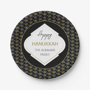 Elegant Hanukkah Holiday Pattern Gold Papieren Bordje