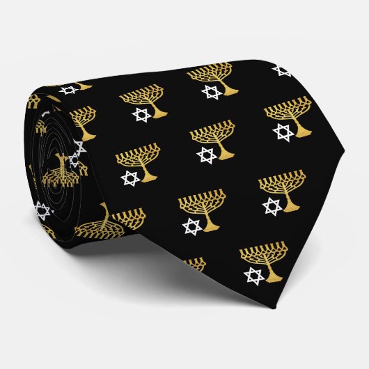 Elegant Hanukkah Holiday Pattern Gold Stropdas (Opgerold)