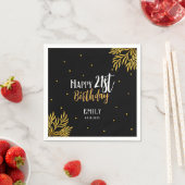 Elegant Happy 21st Birthday Gold Foliage Party Servet (Insitu)