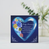 Elegant Happy 5th Wedding Jubileum Heart Navy Kaart (Staand voorkant)