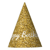 Elegant Happy Birthday in Faux Gold Glitters Feesthoedjes (Voorkant)