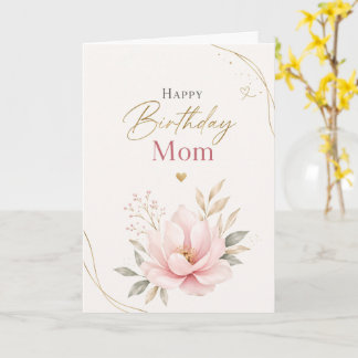 Elegant Happy Birthday Mom Greeting Card Kaart