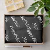 Elegant Happy Birthday Name Black Tissuepapier (Geschenk)