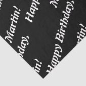 Elegant Happy Birthday Name Black Tissuepapier (Detail)
