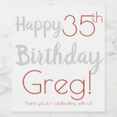 Elegant Happy Birthday ontwerp Wijn Etiket (Enkel label)