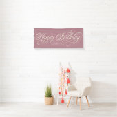 Elegant Happy Birthday script op maat Spandoek (Insitu)