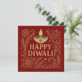 Elégant Happy Diwali Gold Invitation Card (Debout devant)