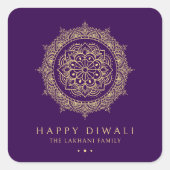 Elegant Happy Diwali Vierkante Sticker (Voorkant)