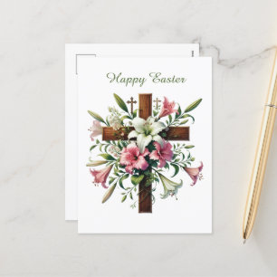 Elegant Happy Easter Cross Feestdagenkaart