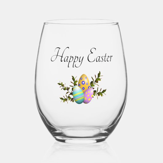 Elegant Happy Easter Decorative Eggs  Wijnglas Zonder Voet (Voorkant)