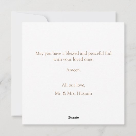 Elegant Happy Eid Mubarak Gold  feest Feestdagenkaart (Achterkant)
