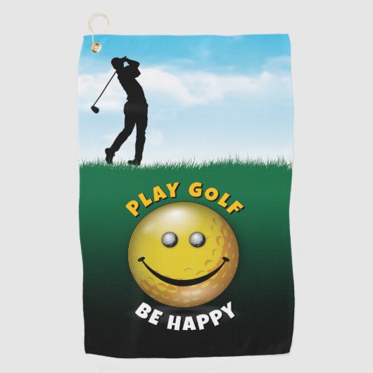 Elegant Happy Golfer ontwerp Golfhanddoek (Voorkant)