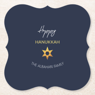 Elegant Happy Hanukkah Golden David Star Kartonnen Onderzetters