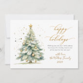 Elegant Happy Holidays Gold Script Christmas Tree Feestdagenkaart (Voorkant)