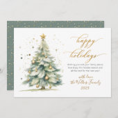 Elegant Happy Holidays Gold Script Christmas Tree Feestdagenkaart (Voorkant / Achterkant)