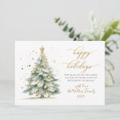Elegant Happy Holidays Gold Script Christmas Tree Feestdagenkaart (Staand voorkant)