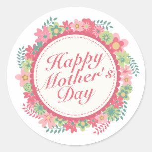 Élégant Happy Mère's Day Floral Frame Sticker