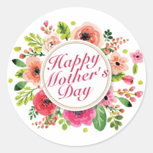 Élégant Happy Mère's Day Floral Frame Sticker