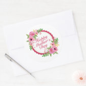 Élégant Happy Mère's Day Floral Frame Sticker (Enveloppe)