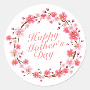 Élégant Happy Mère's Day Floral Wreath Sticker