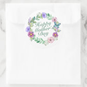 Élégant Happy Mère's Day Floral Wreath Sticker (Sac)